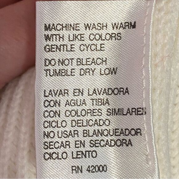 Basic Editions Oversized Ribbed Cardigan Women Size 1X Button Down Cream Sweater - Picture 6 of 6